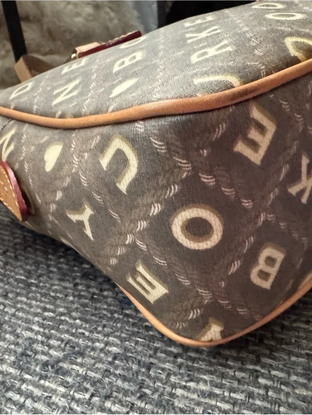 New -Dooney & Bourke Samuela Small Suitcase Satchel Crossbody Brown Monogram EUC